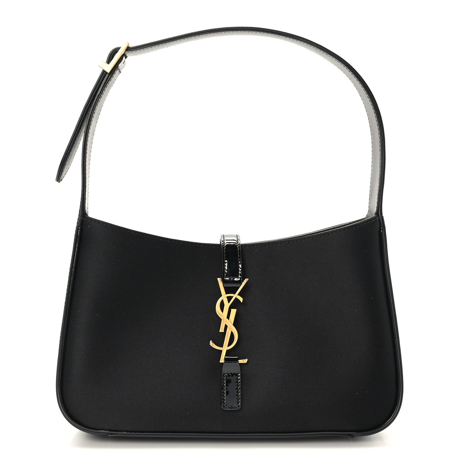 Saint Laurent Silk Satin Calfskin Le 5 A 7 Hobo Black 3 of 17