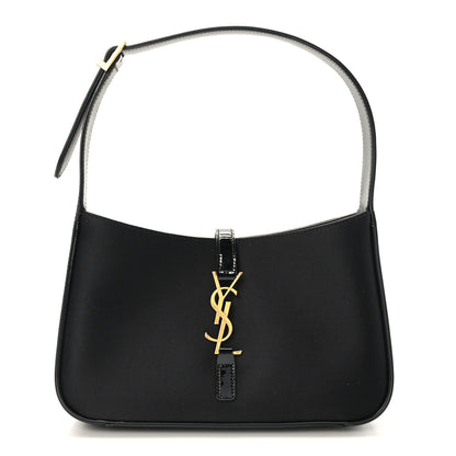Saint Laurent Silk Satin Calfskin Le 5 A 7 Hobo Black 3 of 17