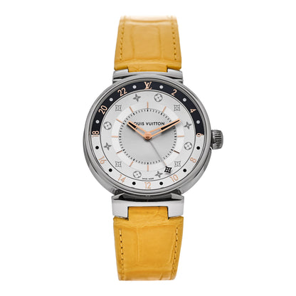 Louis Vuitton Stainless Steel Alligator 38mm Tambour Moon Quartz Watch Yellow 1 of 5