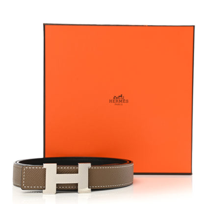 Hermes Epsom Swift 24mm Mini Constance Guilloche H Belt 80 Etoupe Black 6 of 6