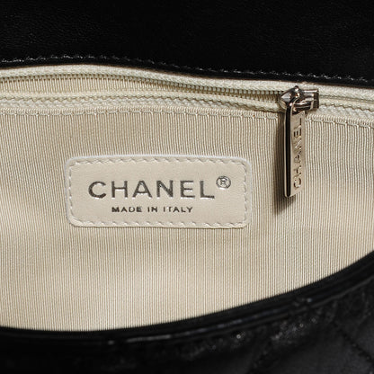 Chanel Crumpled Lambskin Chain Around Maxi Flap Bag Black 5 of 9