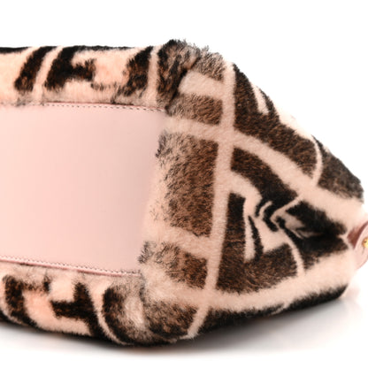 Fendi Shearling Nappa Macro FF 1974 Mini Peekaboo Iconic Satchel White Ice Cuoio Miele Scuro 10 of 11