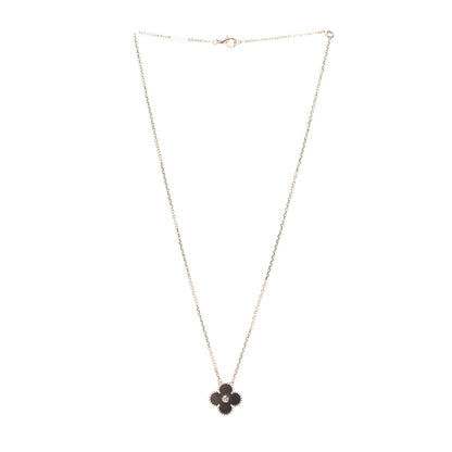 Van Cleef & Arpels 18K Rose Gold Diamond Grey Mother of Pearl Vintage Alhambra Pendant Necklace 3 of 6