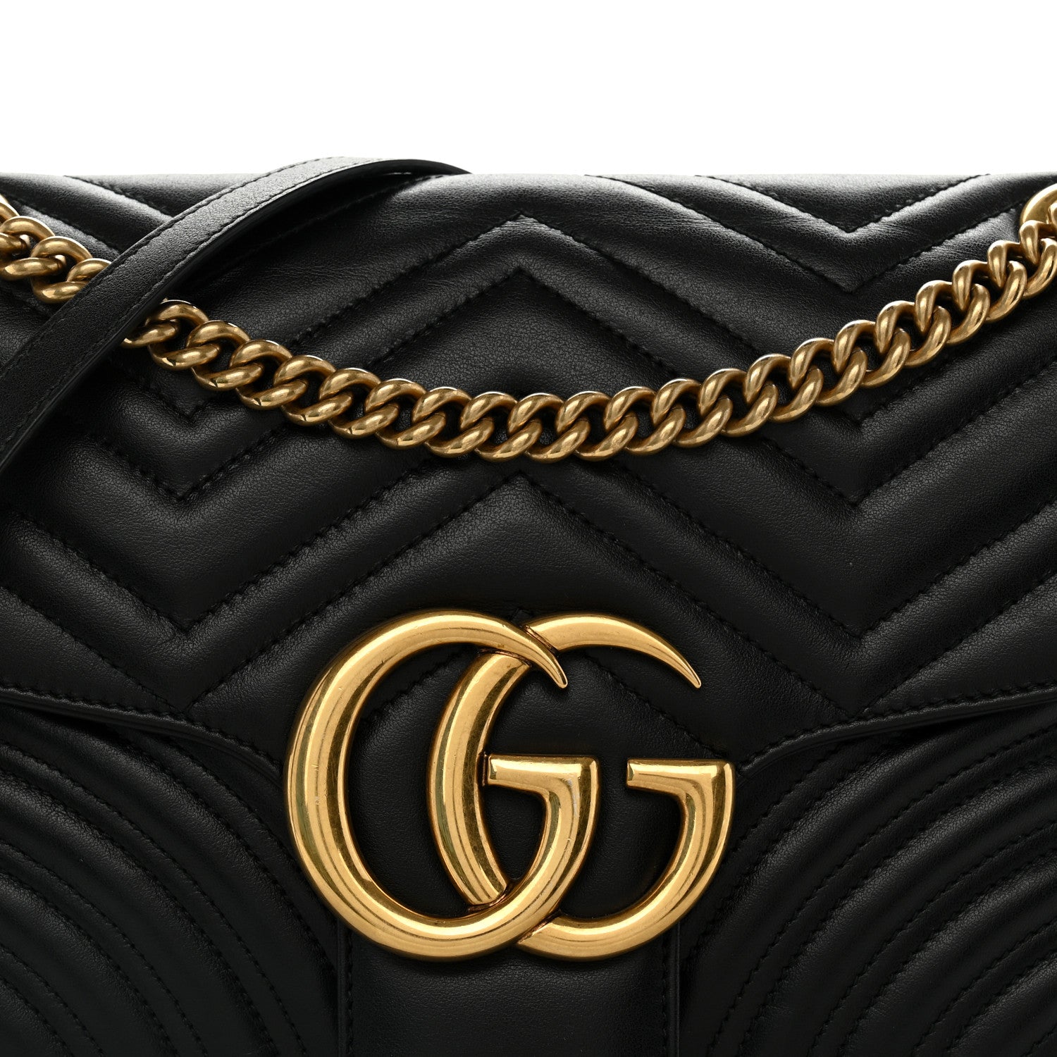 Gucci Calfskin Matelasse Medium GG Marmont Shoulder Bag Black 8 of 10