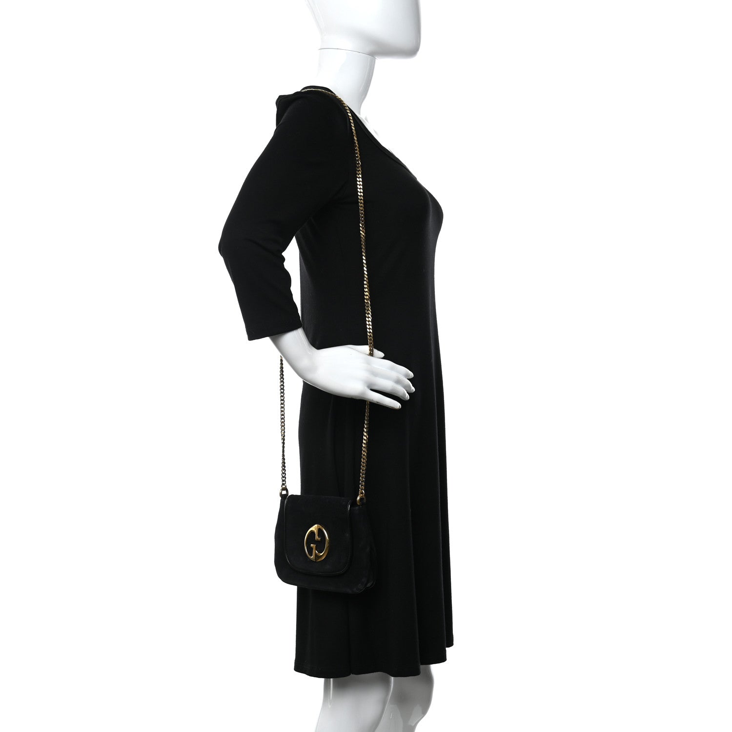 Gucci Suede Small 1973 Chain Shoulder Bag Black 2 of 13