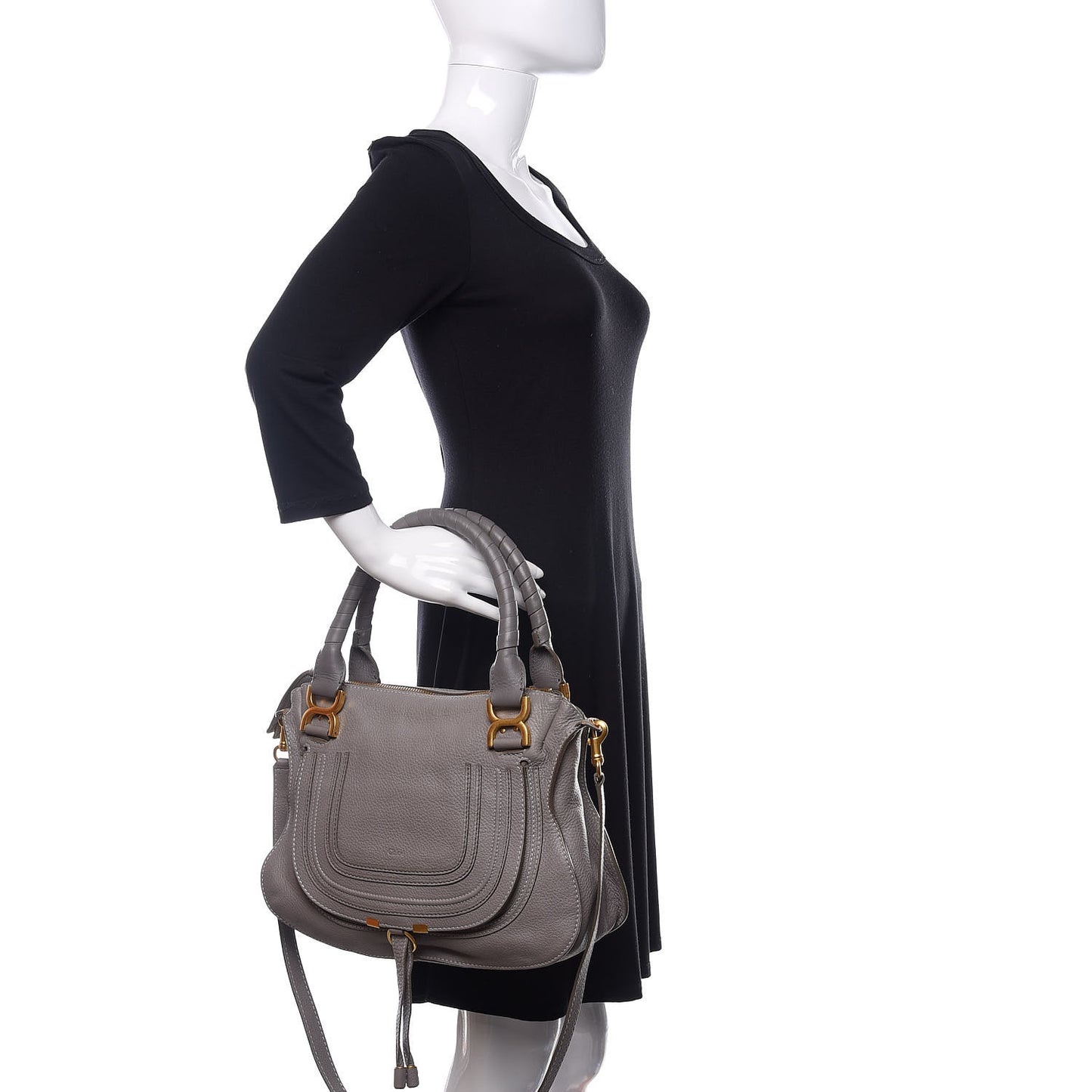 Calfskin Medium Marcie Satchel Cashmere Grey