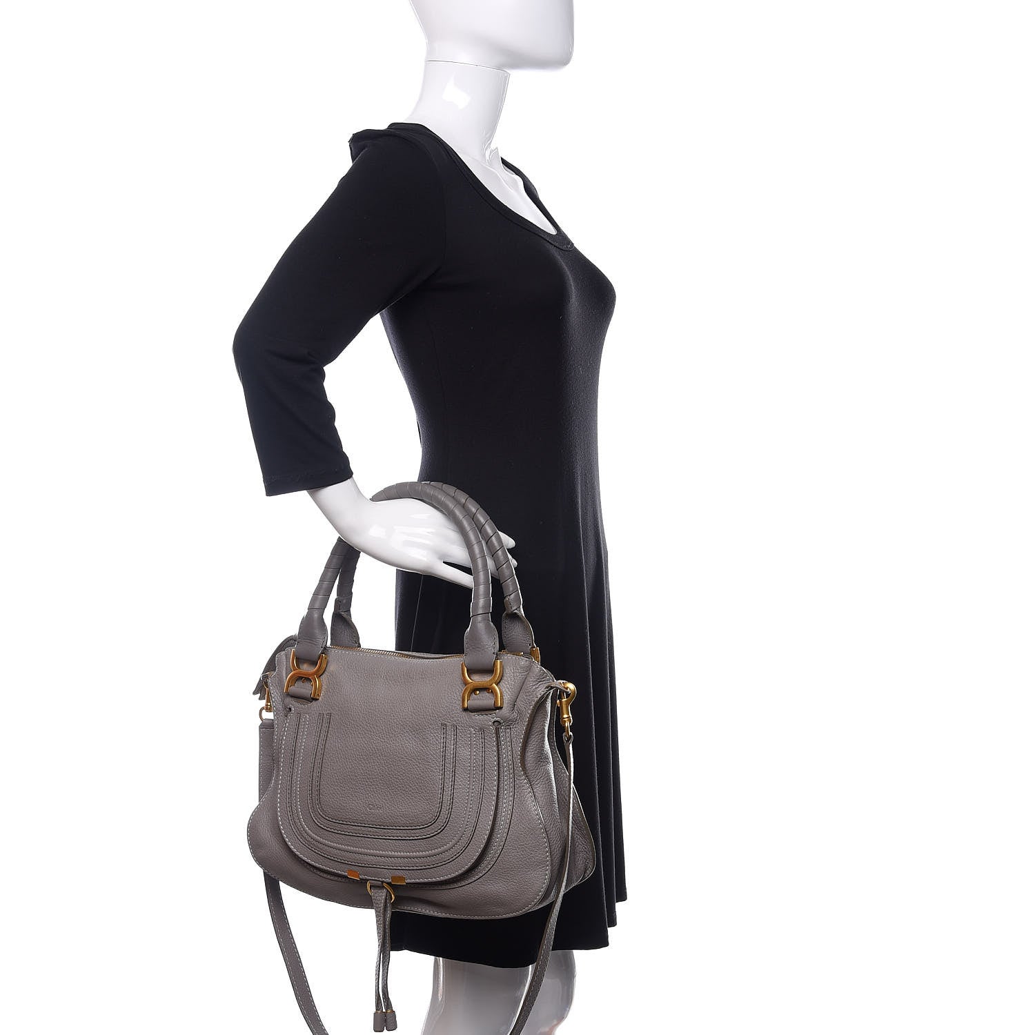Chloe Calfskin Medium Marcie Satchel Cashmere Grey 3 of 16