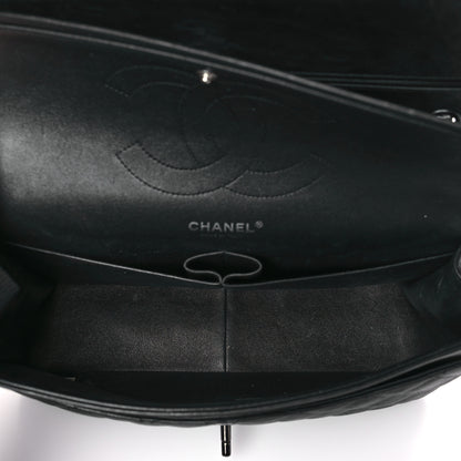 Chanel Crumpled Calfskin Quilted Jumbo Double Flap So Black 5 of 9