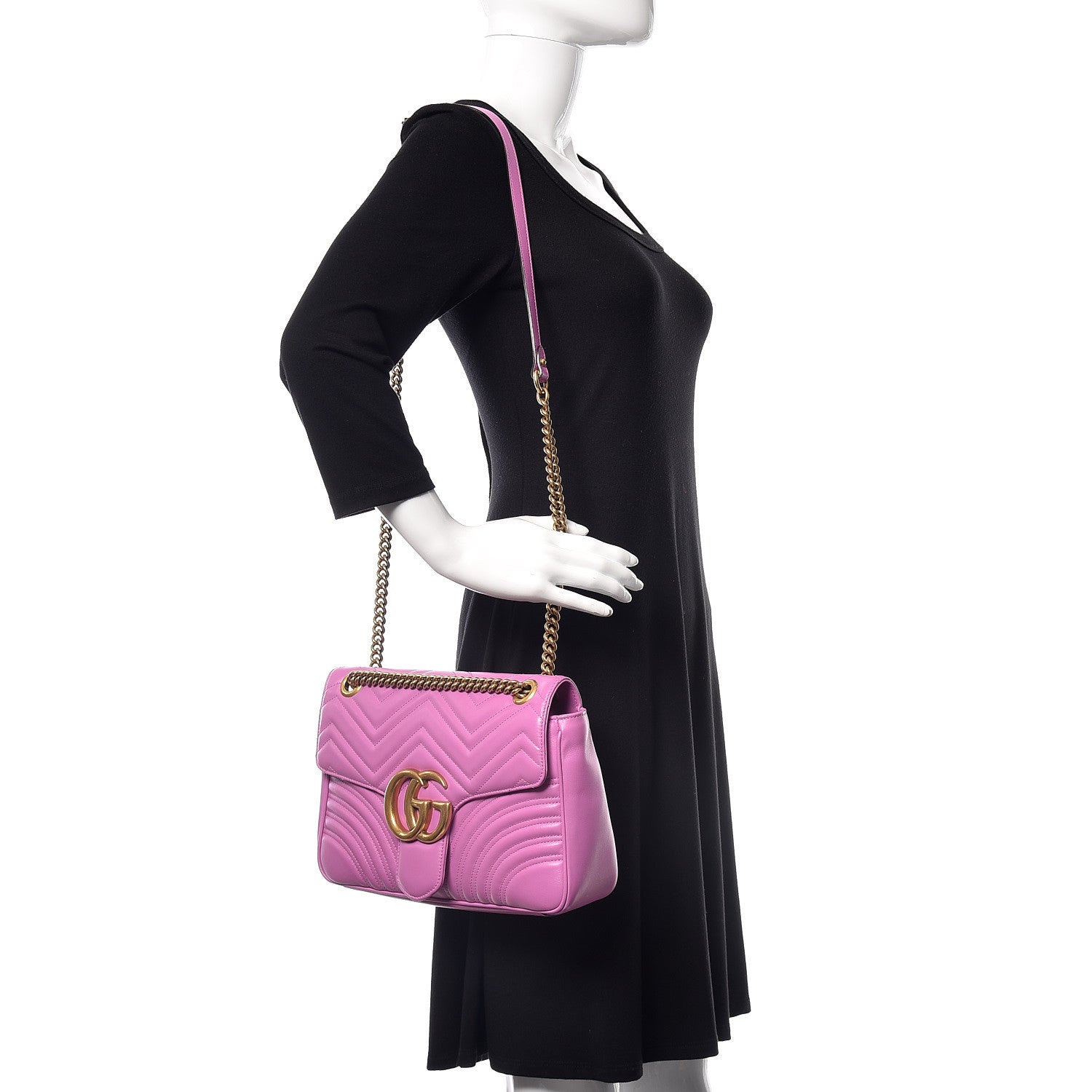 Gucci Calfskin Matelasse Medium GG Marmont Shoulder Bag Candy Mousse 2 of 10