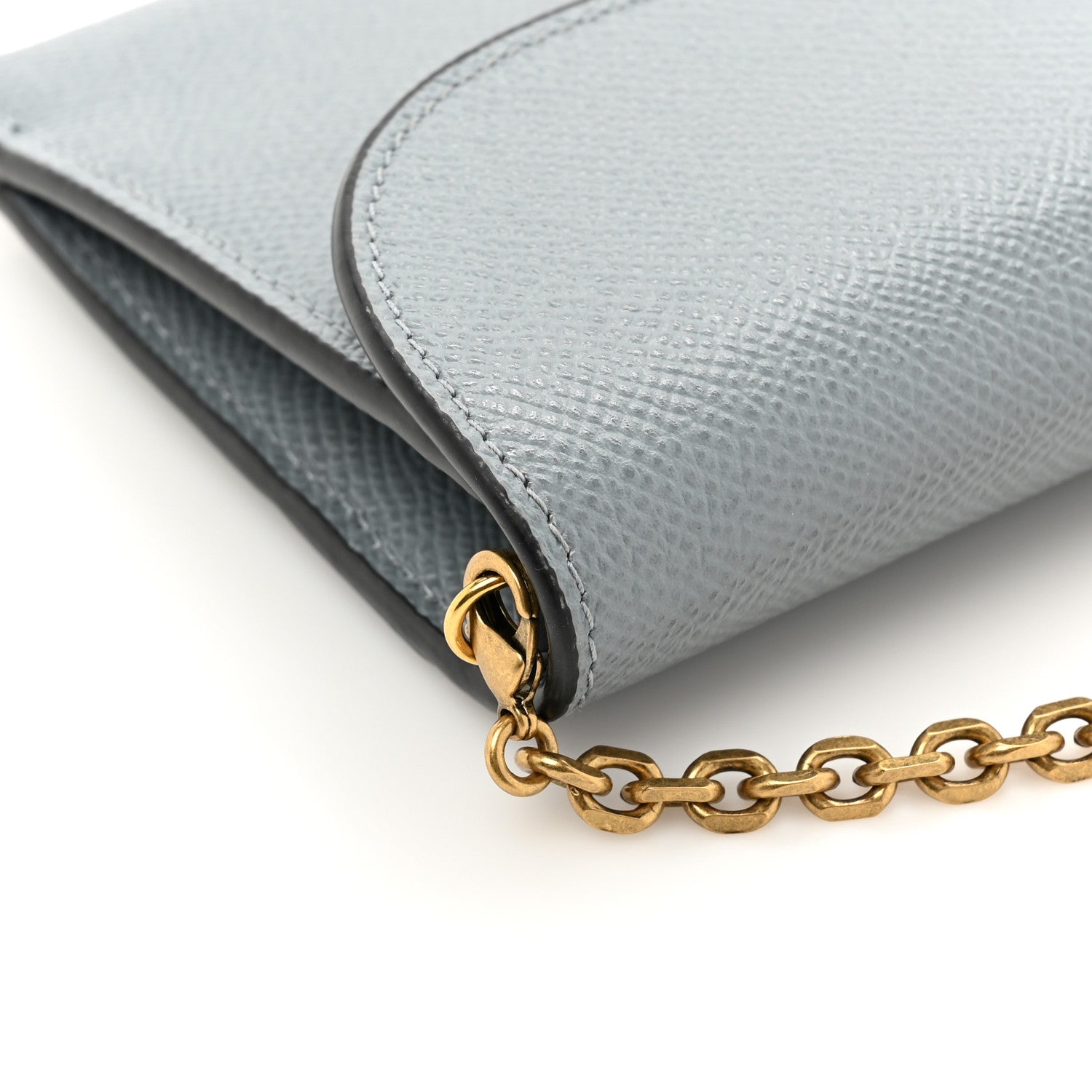 Christian Dior Grained Calfskin Saddle Chain Wallet Pouch Grey Stone 17 of 17