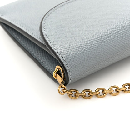 Christian Dior Grained Calfskin Saddle Chain Wallet Pouch Grey Stone 17 of 17