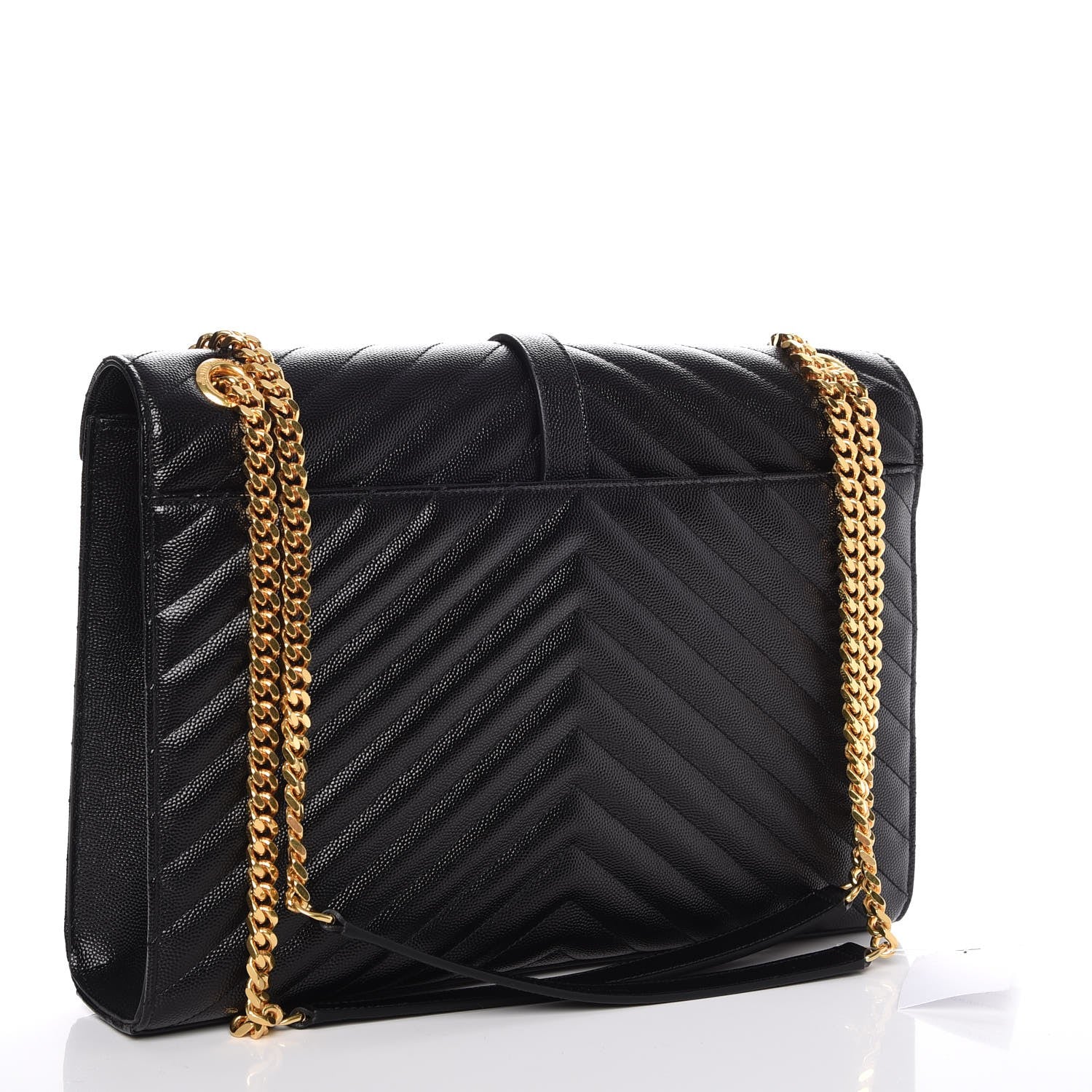 Saint Laurent Grain De Poudre Matelasse Chevron Large Monogram Satchel Black 3 of 9