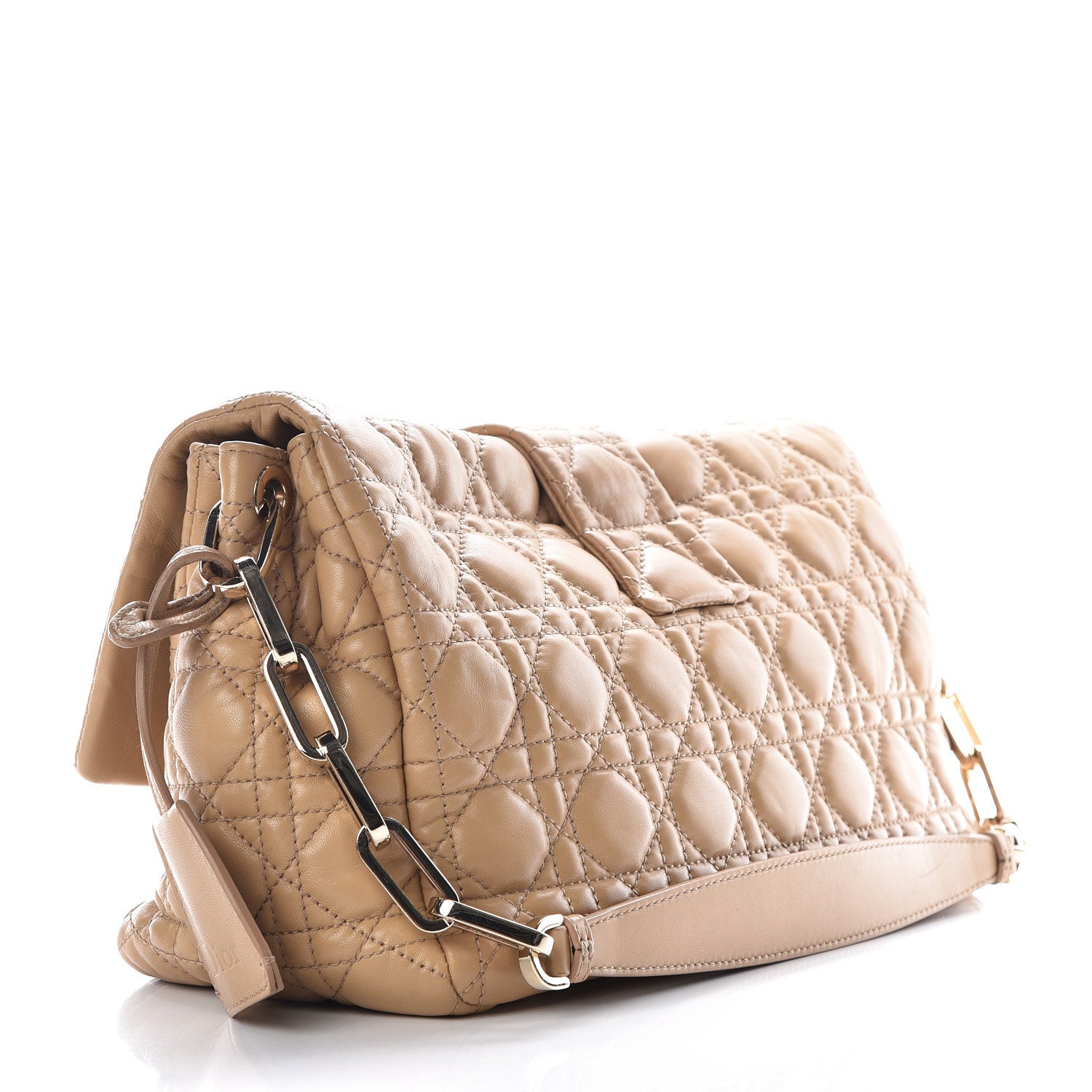 Christian Dior Lambskin Cannage Large New Lock Flap Bag Beige 3 of 9
