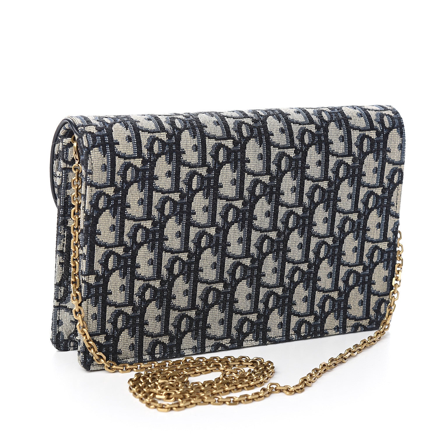 Christian Dior Oblique Saddle Chain Pouch Blue 2 of 9