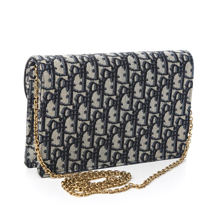 Christian Dior Oblique Saddle Chain Pouch Blue 2 of 9