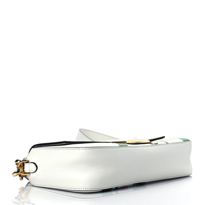 Fendi Vitello Seta Daisy Inlay Baguette White Ice Multicolor 4 of 11