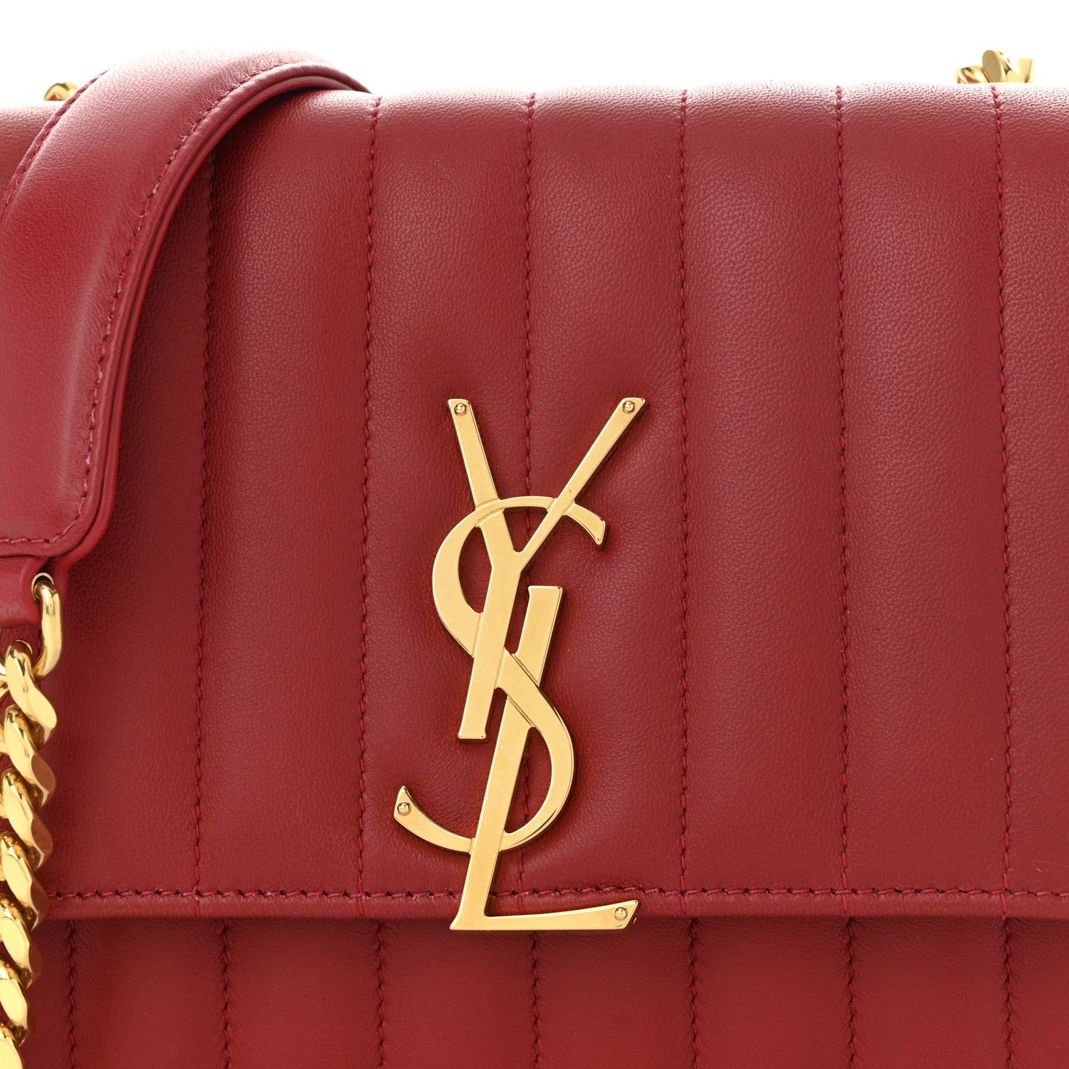 Saint Laurent Lambskin Matelasse Monogram Medium Vicky Chain Bag Rouge Eros 8 of 10