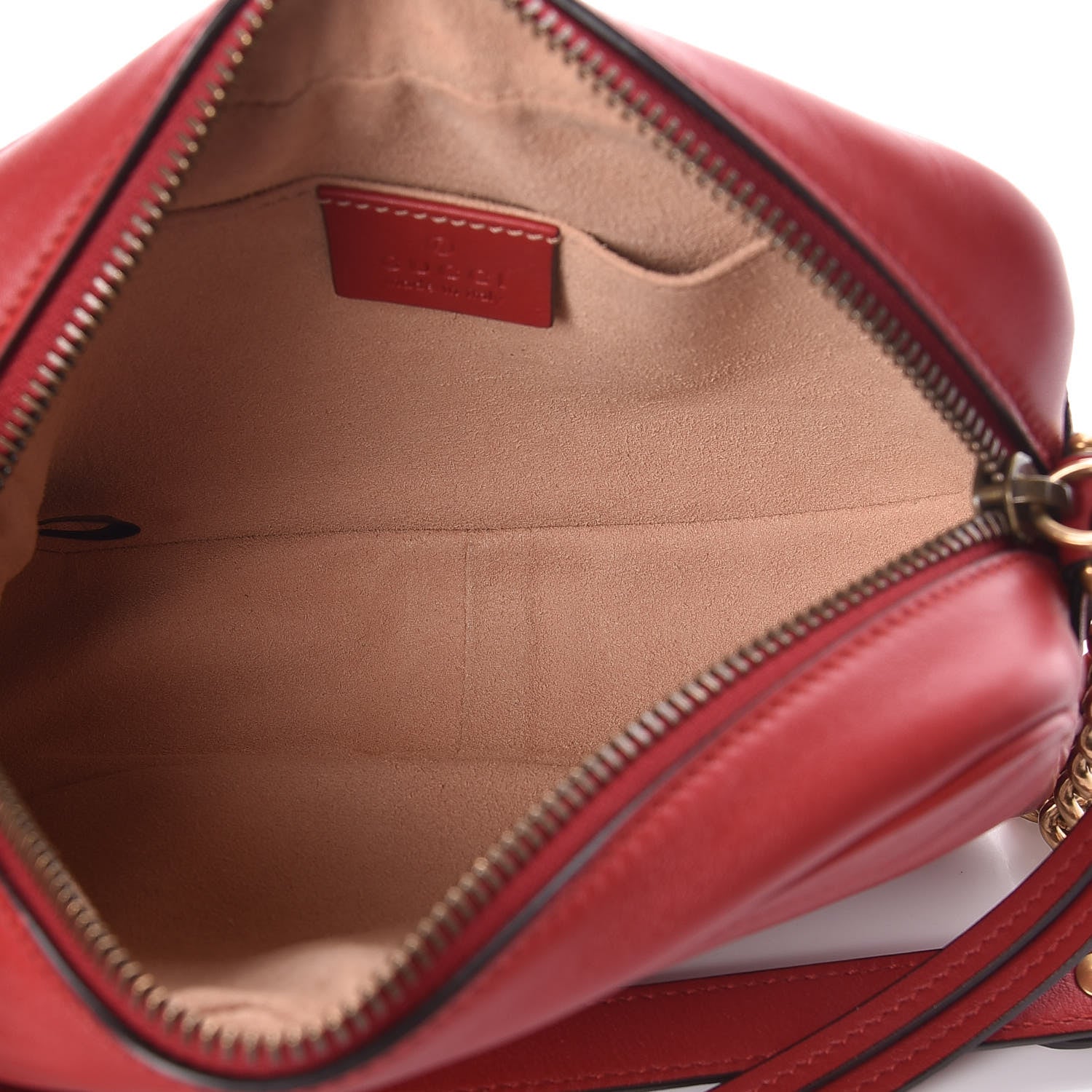 Gucci Calfskin Matelasse Mini GG Marmont Chain Shoulder Bag Hibiscus Red 5 of 10