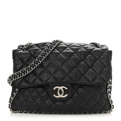 Chanel Washed Lambskin Quilted Maxi Chain Around Flap Black 1 of 10