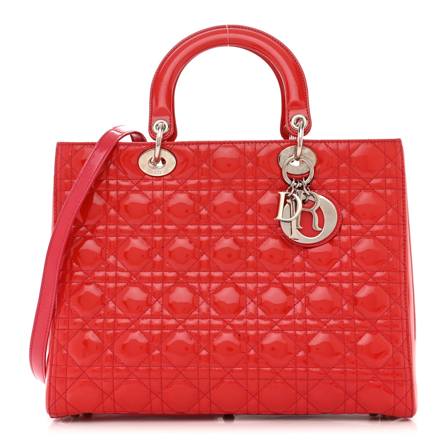 Christian Dior Patent Cannage Large Lady Dior Red 1 of 10