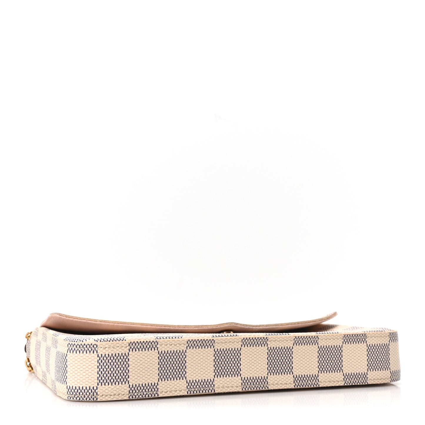 Damier Azur Pochette Felicie Chain Wallet Rose Ballerine