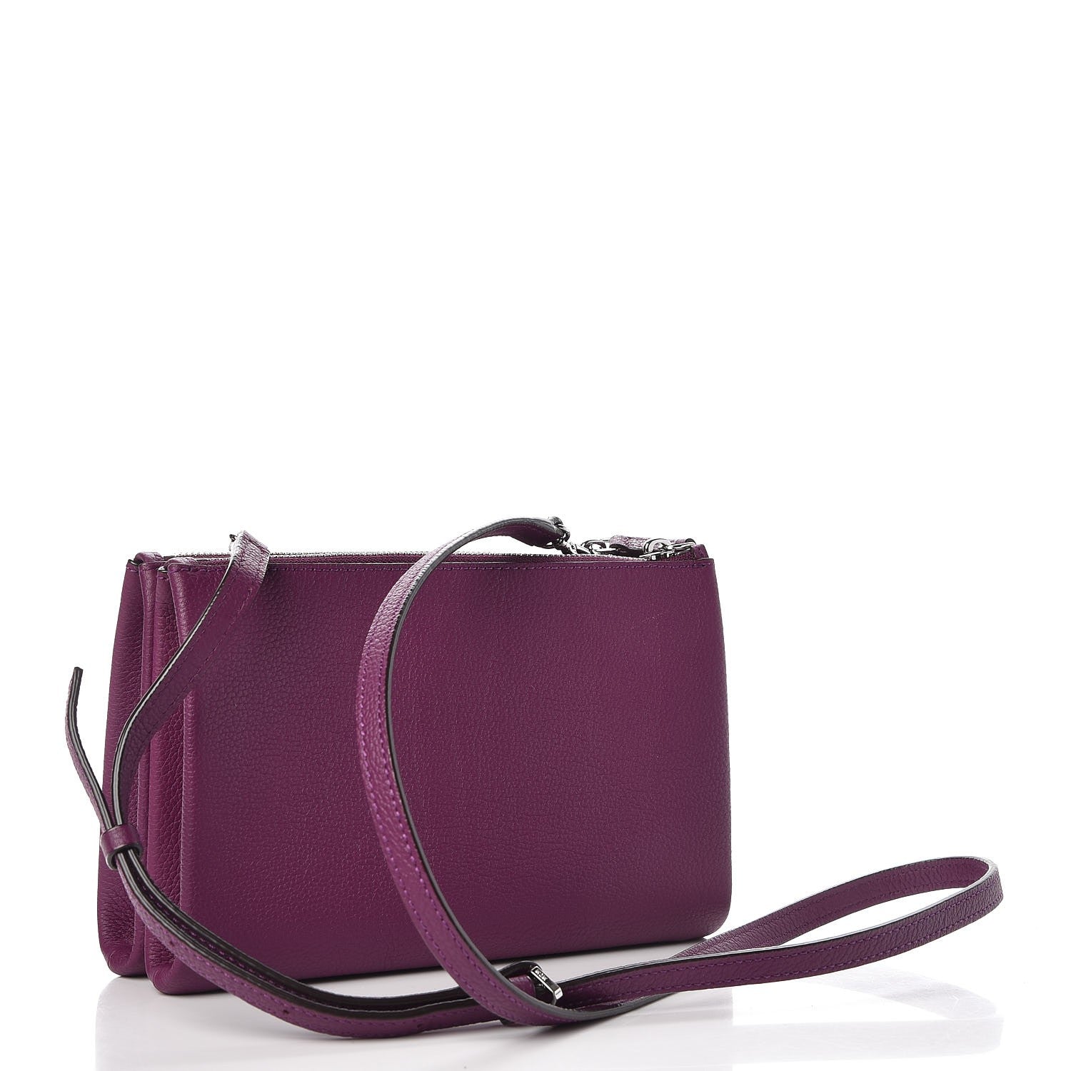 MCM Grained Calfskin Milla Double Crossbody Bag Purple 3 of 12