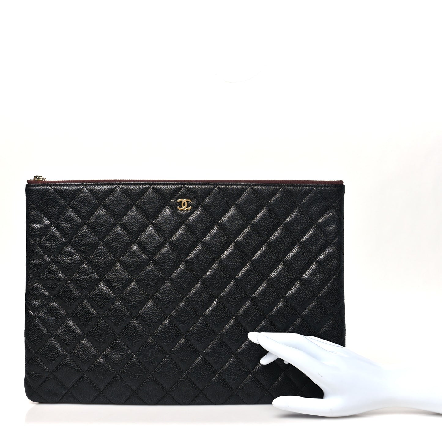 Caviar Quilted Large Cosmetic Case Black