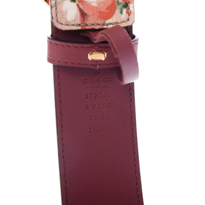 Gucci GG Supreme Monogram Blooms Moon Calfskin Interlocking G 37mm Belt 80 32 Beige Ebony Multicolor Dry Rose 3 of 6
