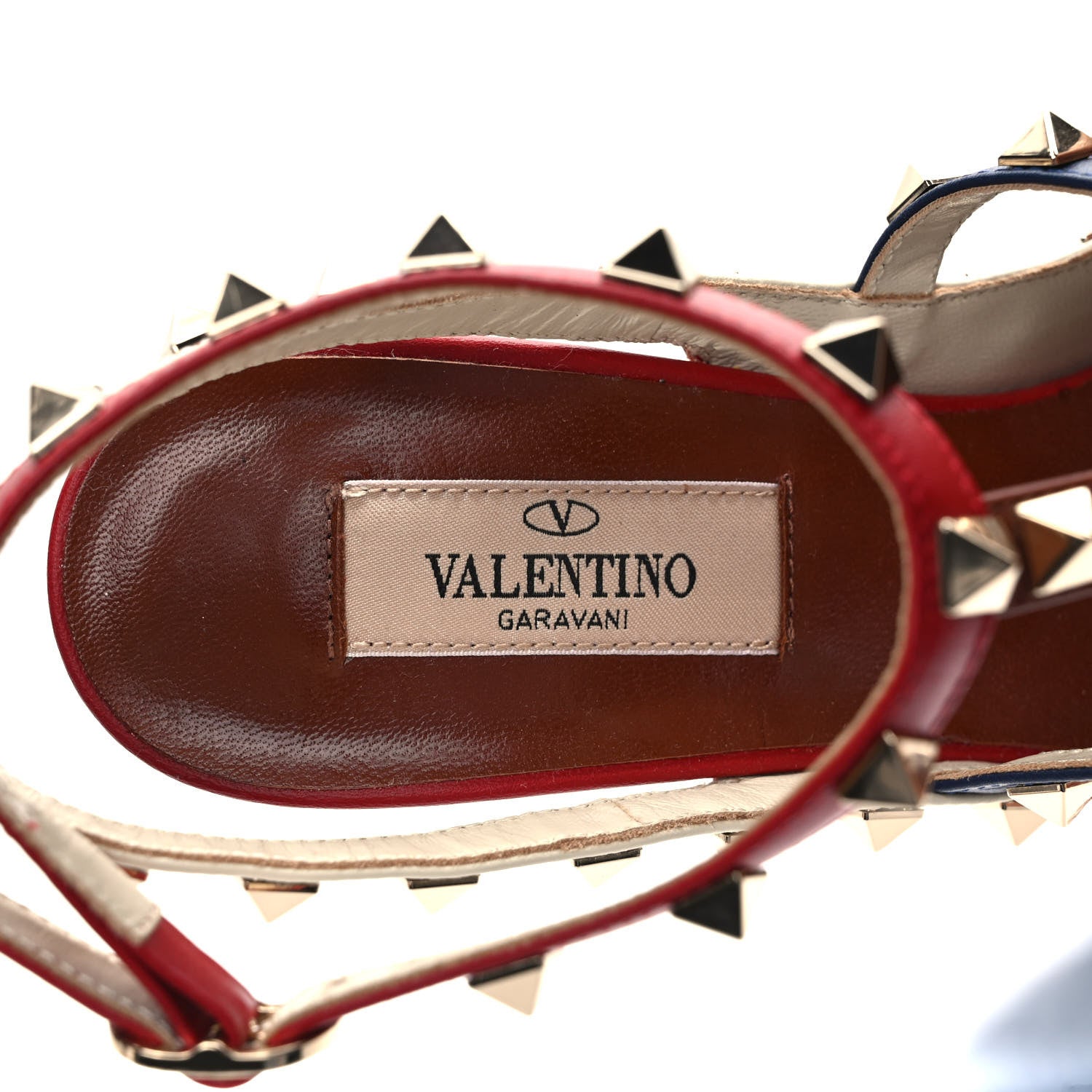 Valentino Garavani Nappa Rockstud Ankle Strap 100mm Pumps 37 Rosso Valentino Ivory Pure Blue 7 of 7