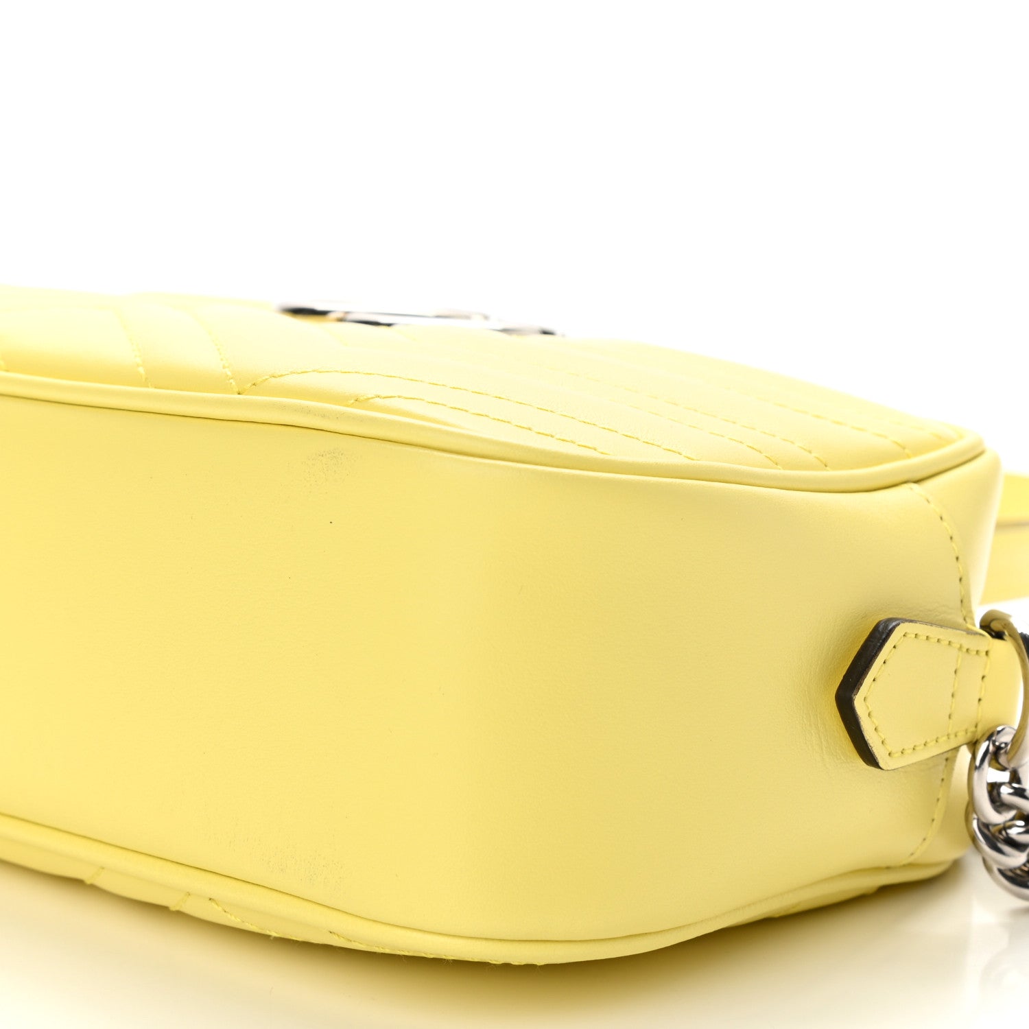 Gucci Calfskin Matelasse Small GG Marmont Chain Shoulder Bag Banana 10 of 10