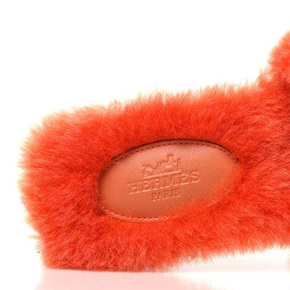 Hermes Woolskin Oran Sandals 35.5 Orange 7 of 8