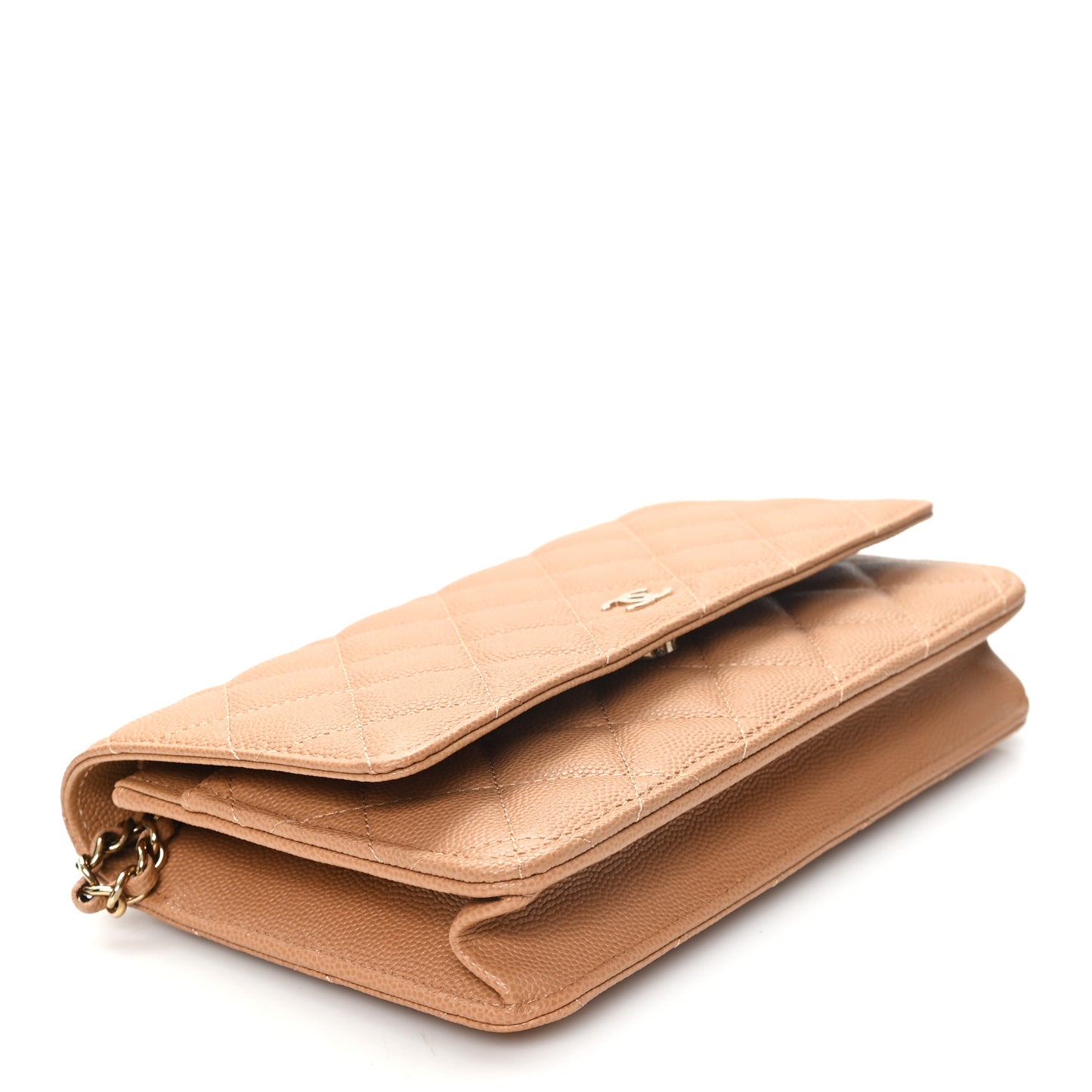 Caviar Quilted Wallet On Chain WOC Beige