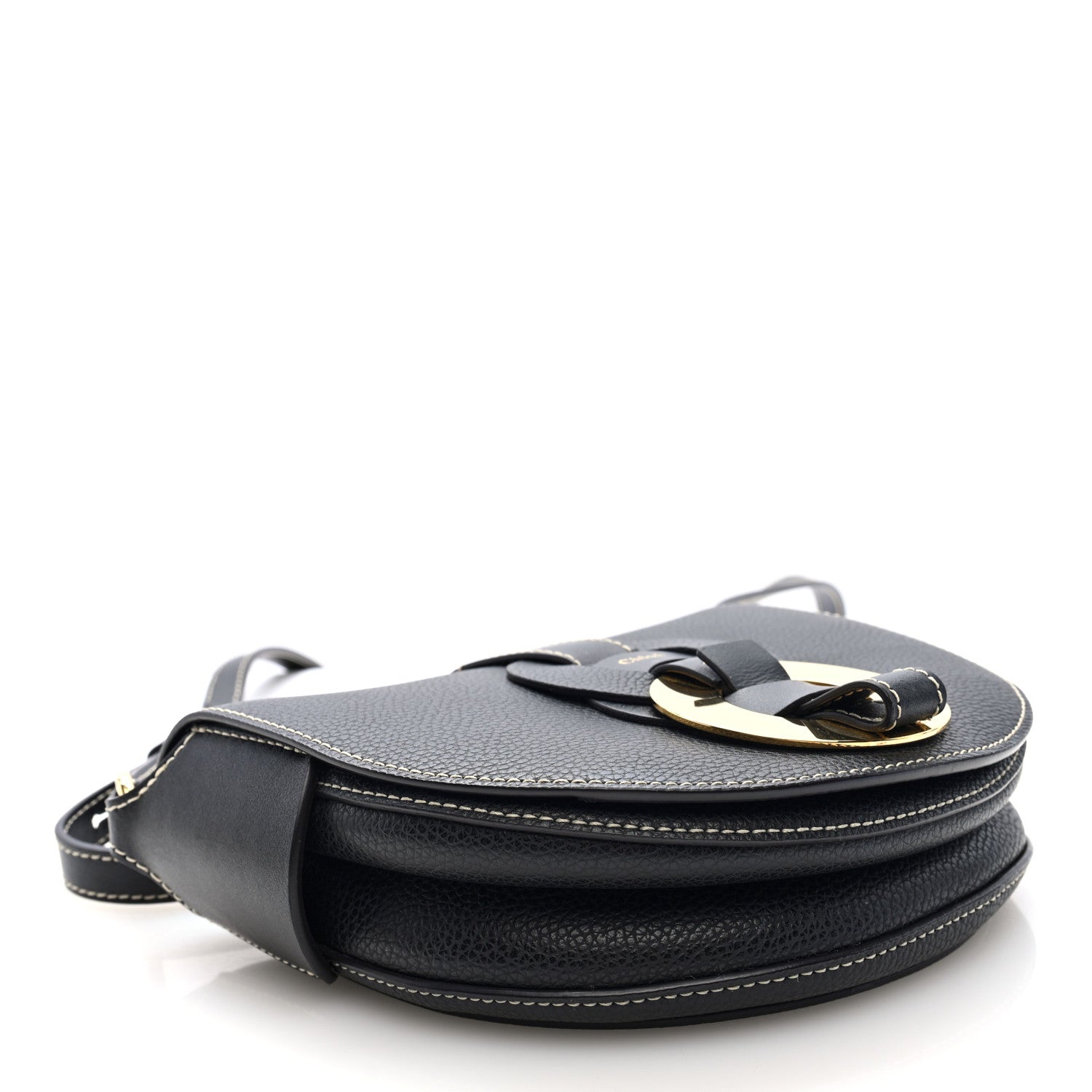 Chloe Grained Calfskin Small Darryl Saddle Crossbody Bag Black 4 of 9