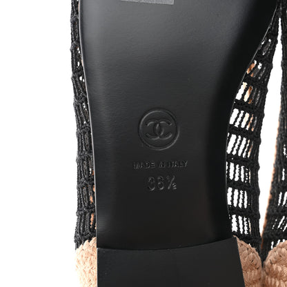Chanel Raffia Cap Toe Ballerina Flats 36.5 Black Beige 7 of 8
