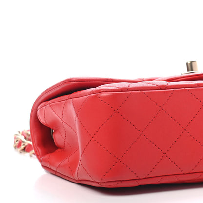 Chanel Lambskin Quilted Mini Rectangular Flap Red 7 of 8