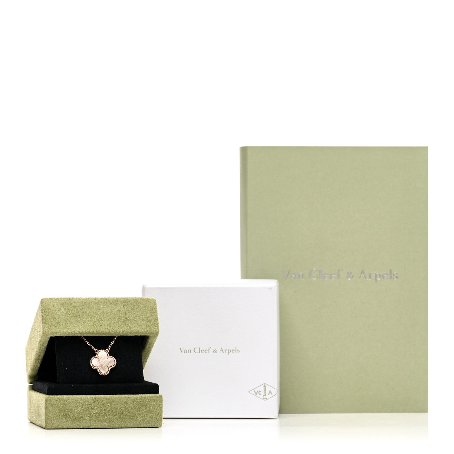 Van Cleef & Arpels 18K Rose Gold Gray Mother of Pearl Vintage Alhambra Pendant Necklace 6 of 6