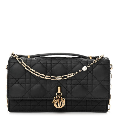Christian Dior Lambskin Lady Dior Top Handle Clutch Black 1 of 15