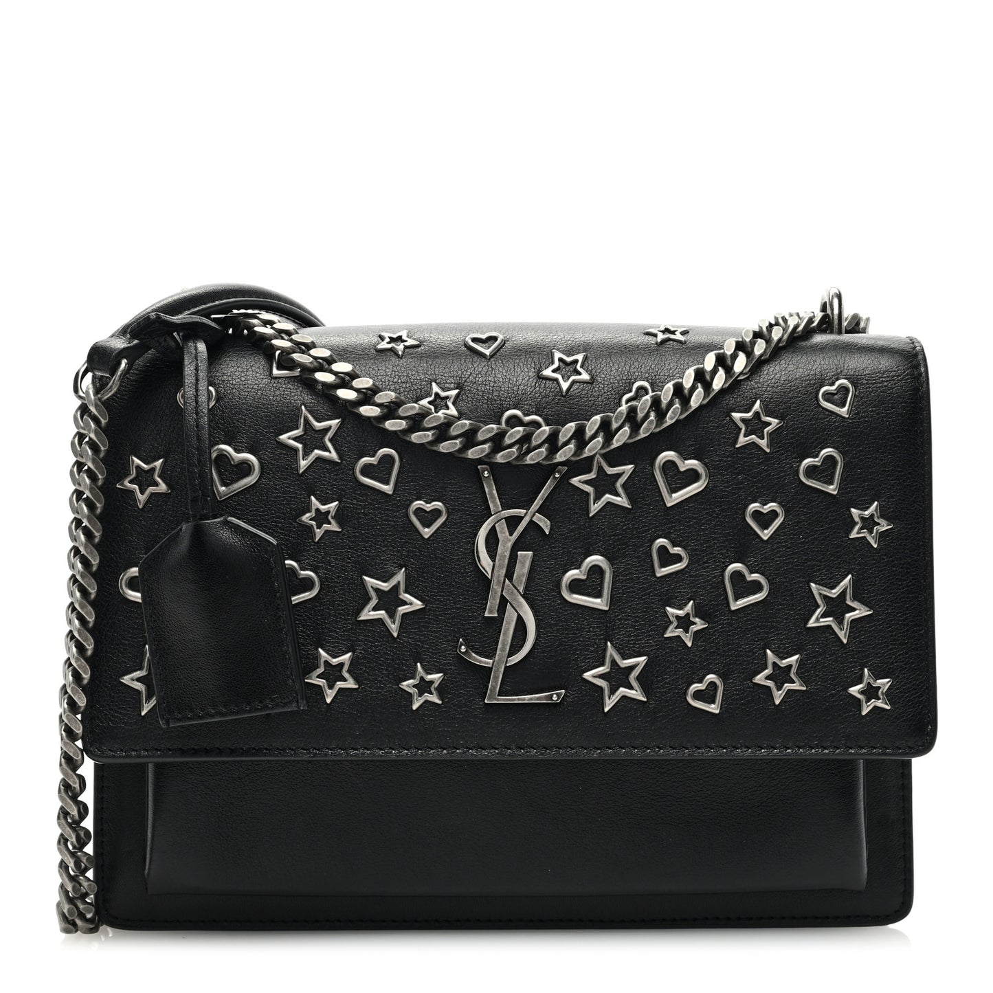Calfskin Stars and Hearts Medium Monogram Sunset Black
