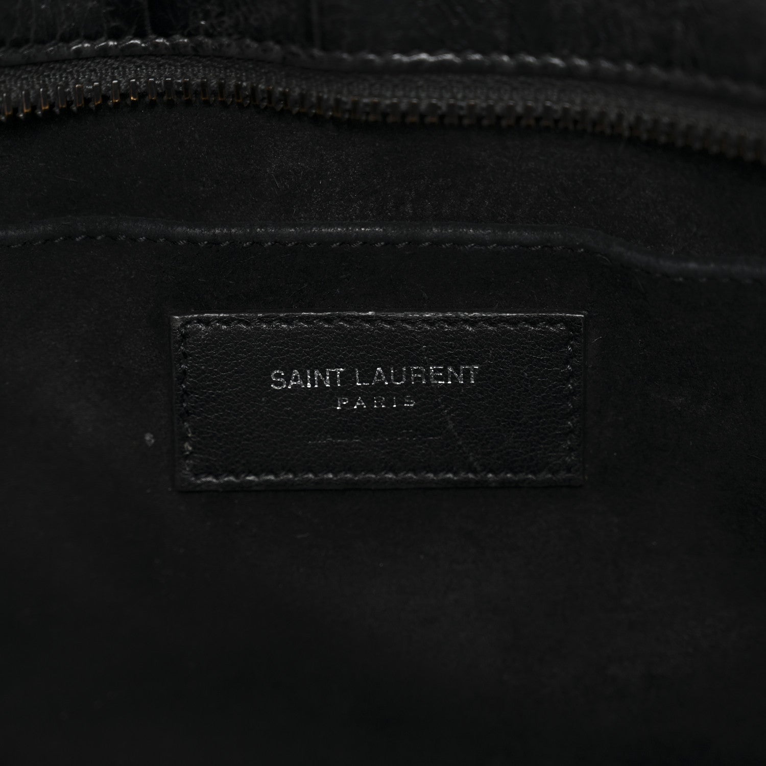 Saint Laurent Calfskin Crocodile Embossed Small Monogram Cabas Black 6 of 21