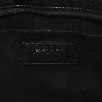 Saint Laurent Calfskin Crocodile Embossed Small Monogram Cabas Black 6 of 21