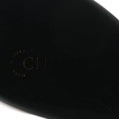 Chanel Lambskin Cap Toe Wedge Ankle Boots 38 Black 8 of 10