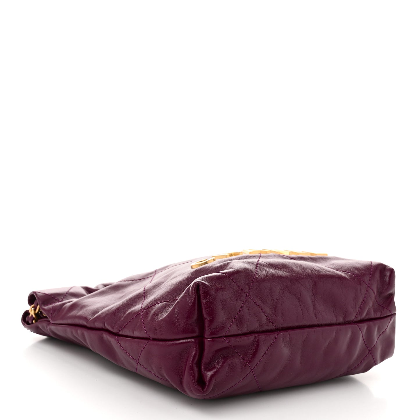 Shiny Calfskin Quilted Mini Chanel 22 Dark Purple