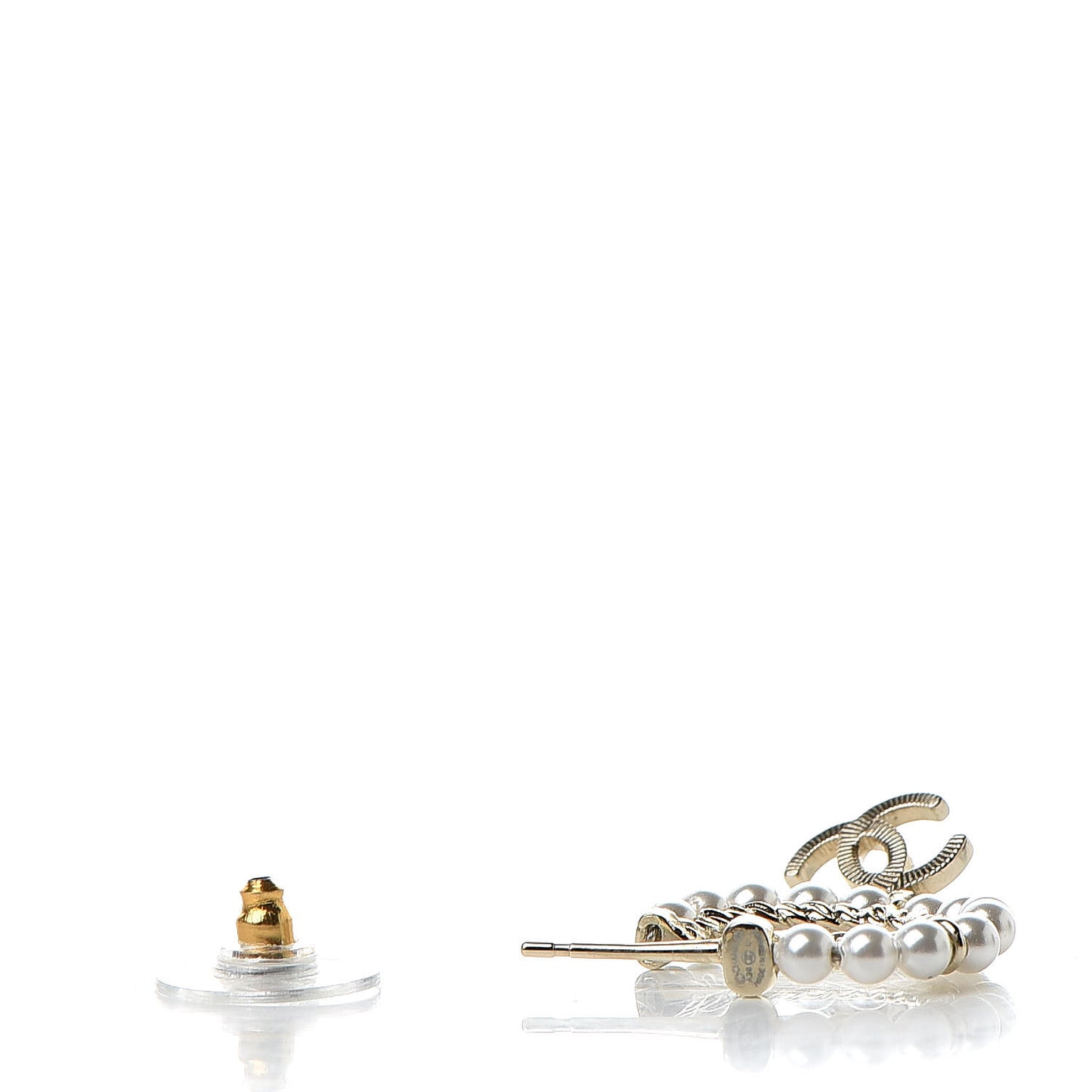Pearl Charms CC Hoop Earrings Gold