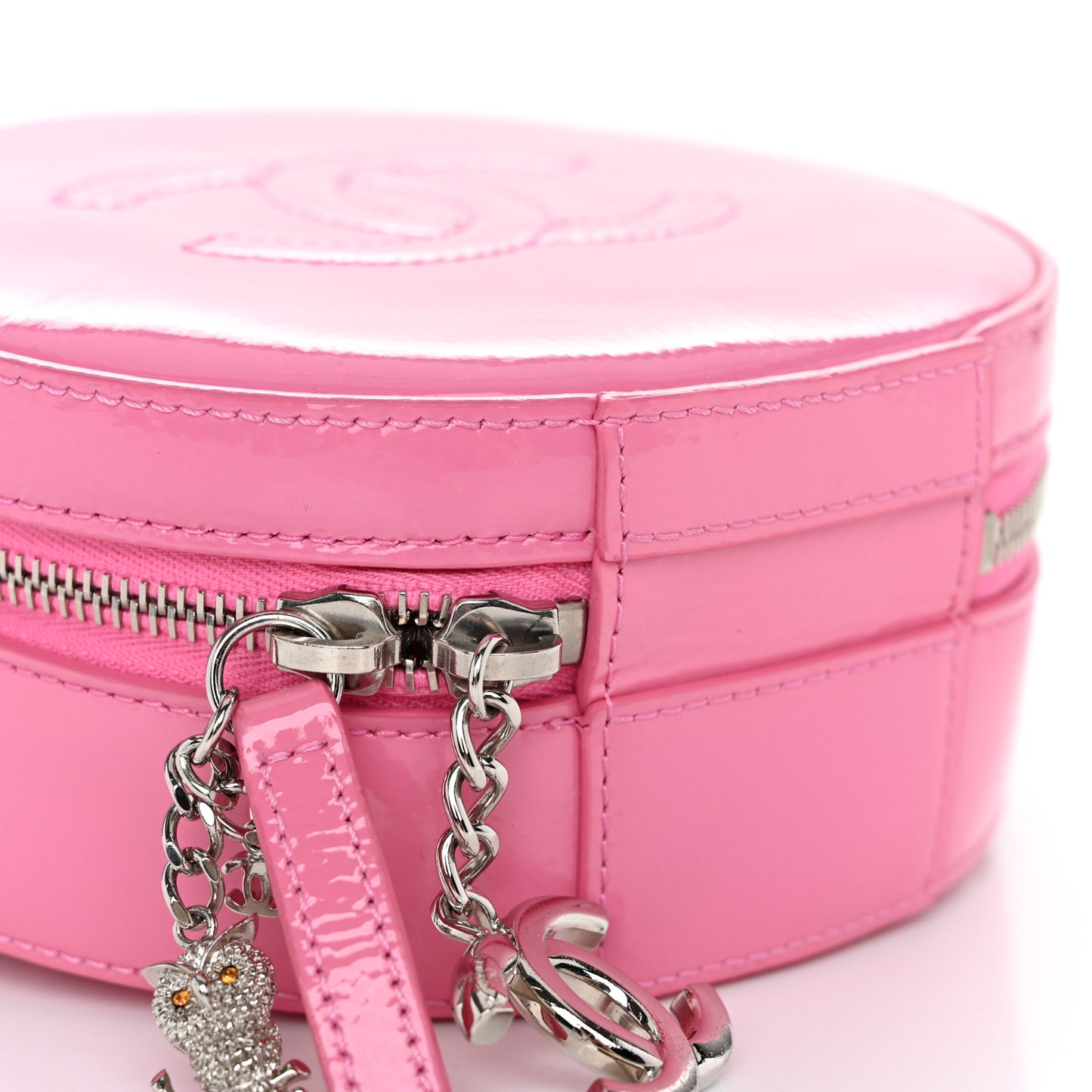 Patent Round As Earth Evening Bag Pink