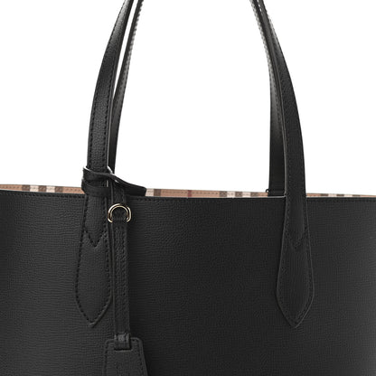 Burberry Grainy Calfskin Haymarket Check Small Reversible Tote Black 13 of 17