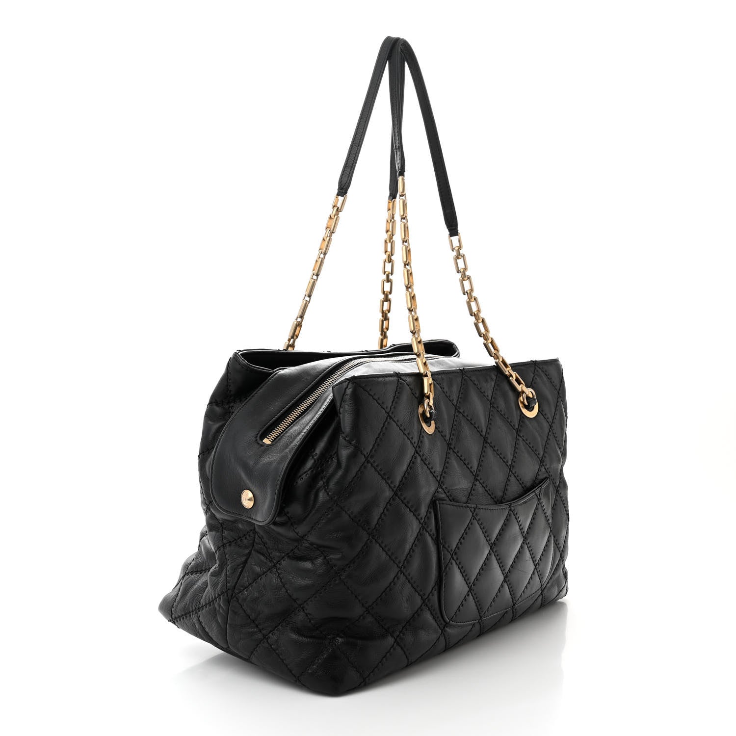 Chanel Calfskin Stitched Medium Retro Chain Tote Black 1508763