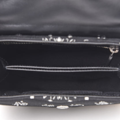 Saint Laurent Cotton Bandana Y Quilted Monogram Toy Loulou Crossbody Bag Black White 5 of 10