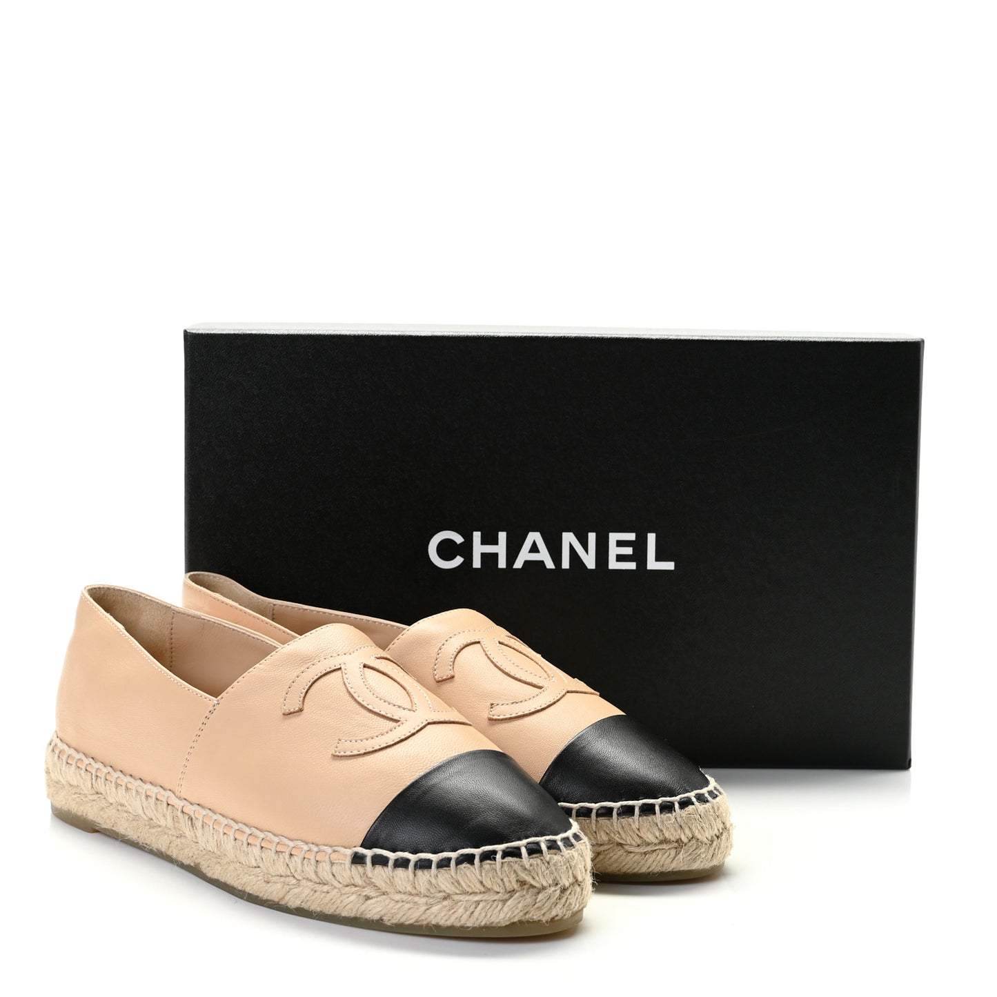 Lambskin CC Espadrilles 37 Beige Black