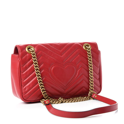 Gucci Calfskin Matelasse Small GG Marmont Shoulder Bag Hibiscus Red 3 of 10