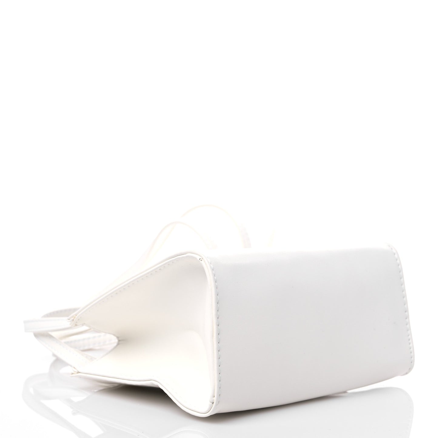 Vegan Leather Small Shopping Bag White